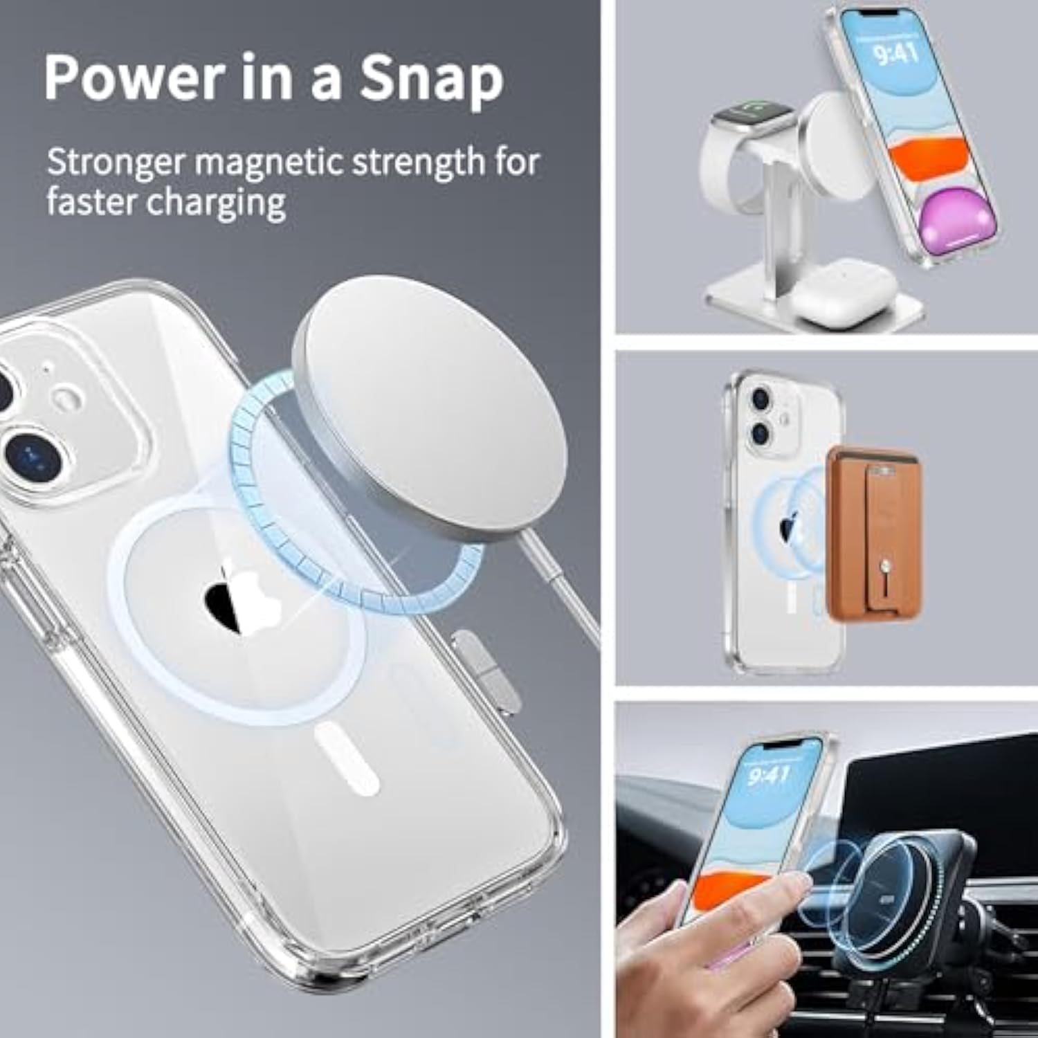 Magnetic For Iphone 11 Phone Case With Screen Protectors, Compatible With Magsafe, Military Grade Drop Protection, Dual Layer Heavy Duty Protective Shockproof Phone Case 6.1 Inch, Clear