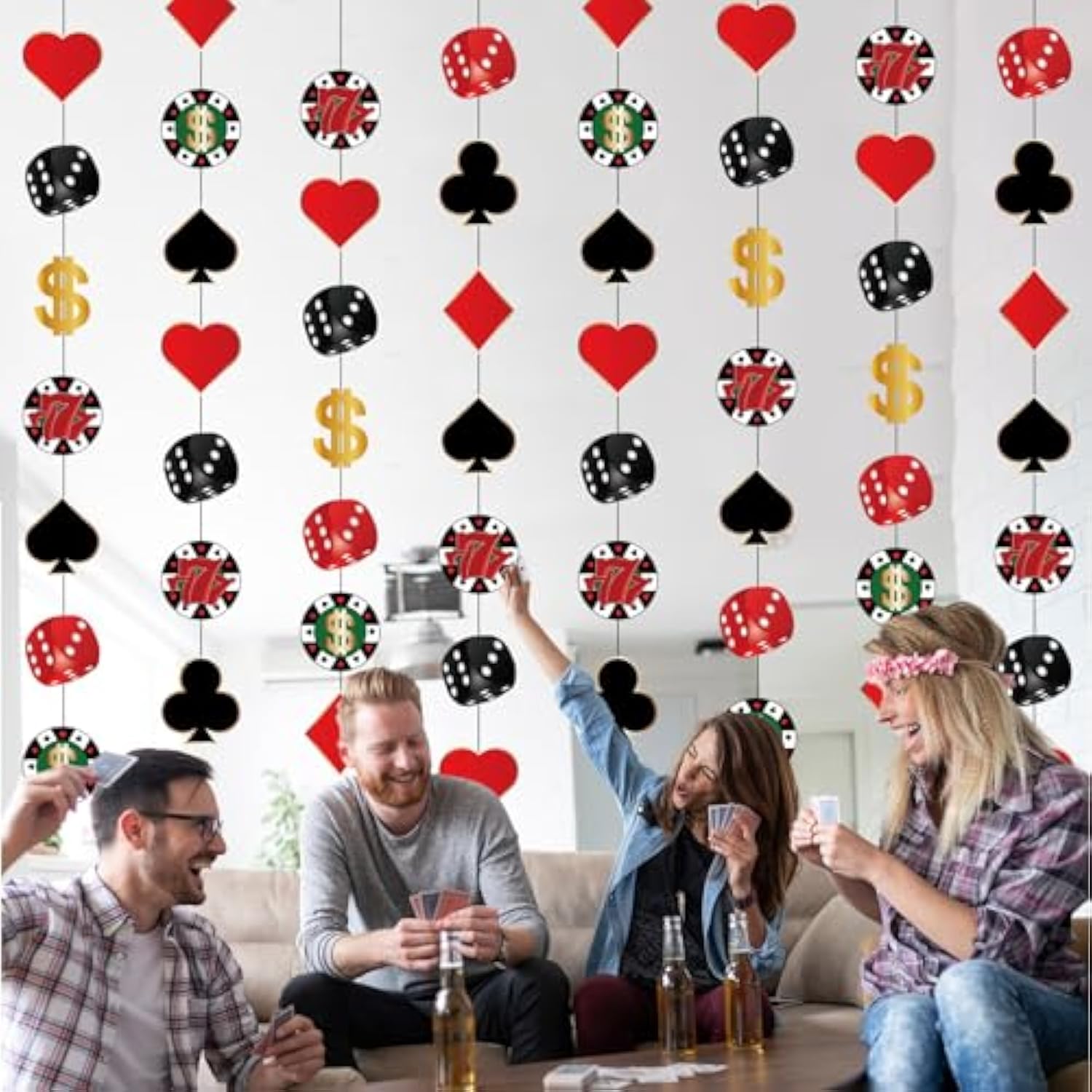 8 Pieces Casino Theme Party Decorations Casino Party Hanging Garlands Poker Hanging Banner Las Vegas Theme Card Garlands For Poker Night Birthday Supplies