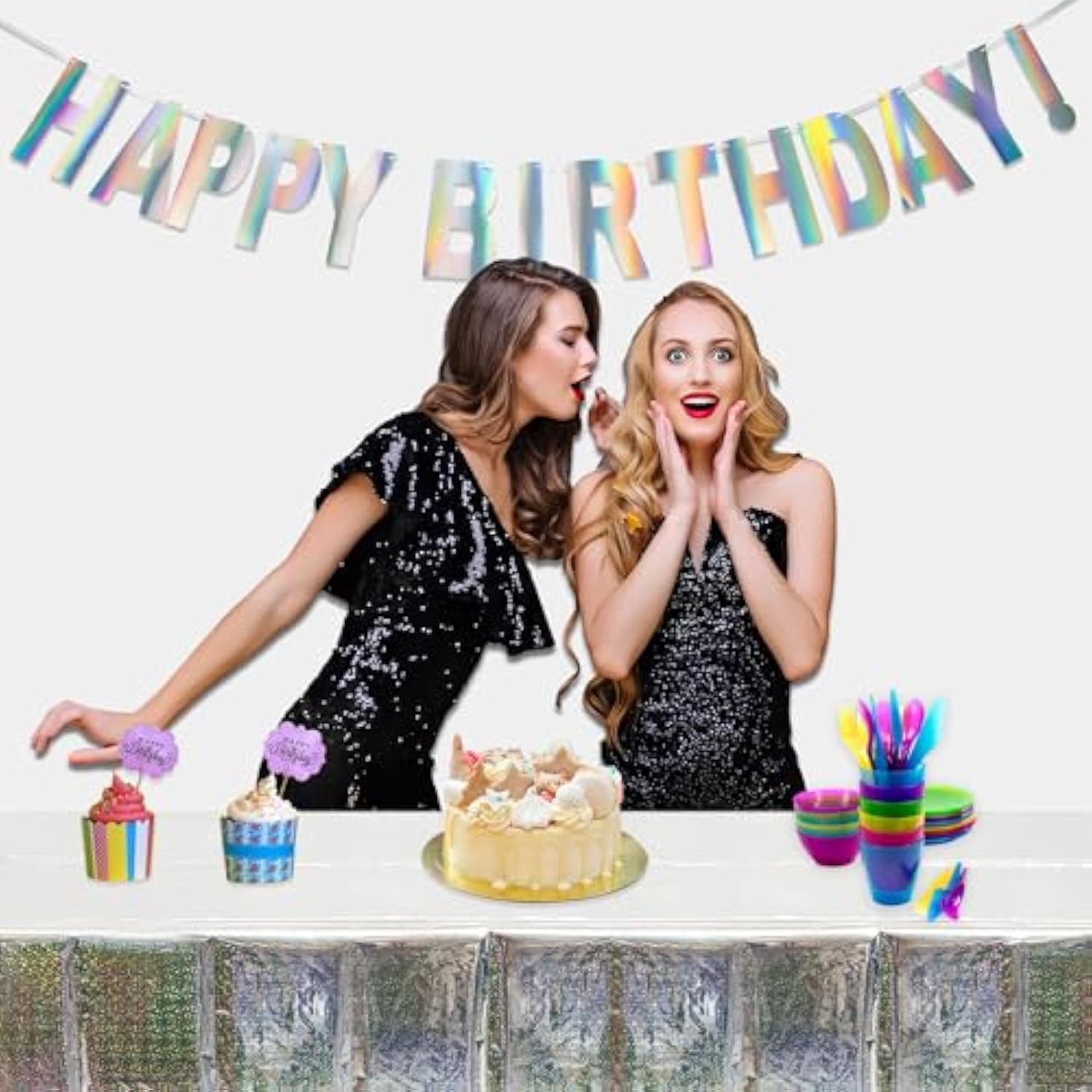Party Table Cover Disposable Silver Table Cloths For Birthdays Ceremony Party Decorations Rectangle Tablecover 54'' X 108'' - 2 Packs