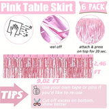 6 Pack 29X108 Inch Pink Metallic Foil Fringe Table Skirts Banner For Tinsel Streamer Garland Curtains Backdrop For Parade Floats Wedding Baby Shower Birthday Christmas Halloween Party Decoration