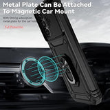 For Samsung Galaxy A25 5G Case With Slide Camera Cover Hd Screen Protector [Military Grade 16Ft. Drop Tested] Magnetic Ring Holder Kickstand Protective Phone Case For Galaxy A25 5G 2024, Black