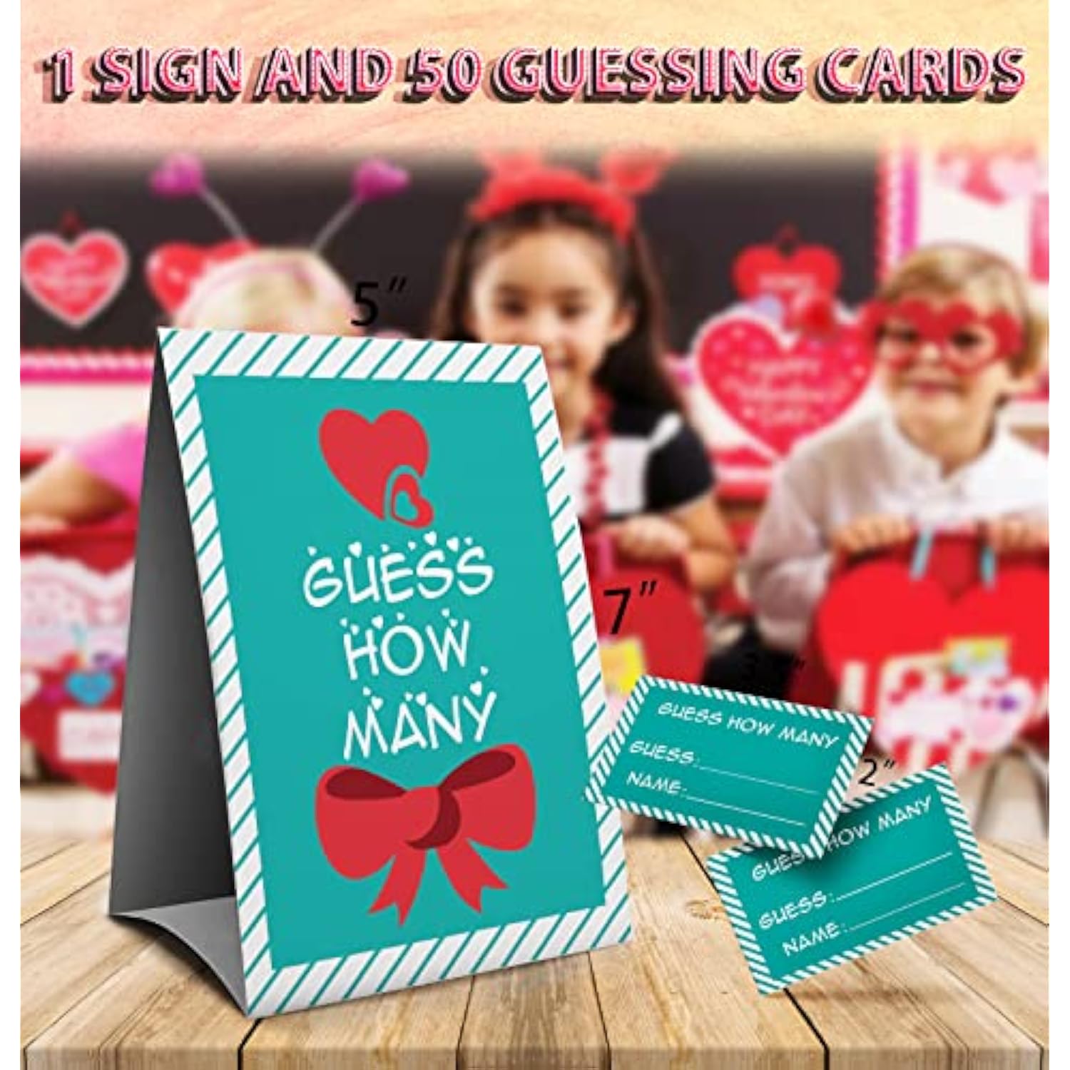Valentine Games Sign-Guss How Many Game, Valentine'S Decorations, Valentine Party Games, 1 Sign And 50 Cards?94E?