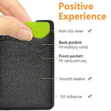 Phone Card Holder, Leather Phone Wallet Stick On, Card Holder For Back Of Phone Credit Card Holder For Phone Case Compatible With Most Of Cell Phone (Iphone, Samsung) - 2Pack Black
