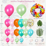 161pcs Tropical Balloon Arch Kit — Hawaiian Luau Flowers & Confetti Decor