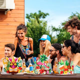 6 Pcs Luau Party Signs Tiki Table Decoration Hawaiian Decor Wooden Aloha Luau Decorations Tropical Hawaii Decor For Housewarming Tiki Bar Birthday Welcome Baby Shower Party Supplies