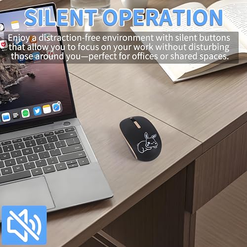 Usb C Wireless Mouse - Dual Interface Silent 2.4G Wireless Mouse For Laptop, Macbook, And Mobile Devices With Usb/Type C Receiver, 10M Range, Comfortable Design-Black