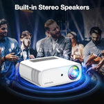 Native 1080P Projector Full Hd, 15000Lux Brightness With 150000 Hours Led Lamp Life, Supports 4K & 350" Display, Home Outdoor Projector For Smartphone/Pc/Laptop/Ps4/Tv Stick/Excel/Ppt