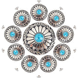 1 Box 10Pcs 30Mm Screw Back Buttons Round Vintage Western Style Blue T