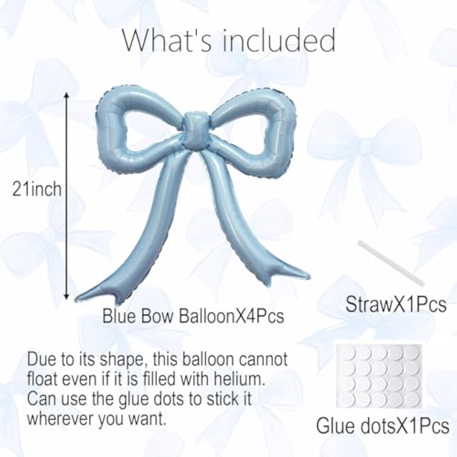 4Pcs Blue Bow Foil Balloons Set Dusty Blue Bow Mylar Balloons For Coquette Birthday, Baby Shower, Last Toast On Coast,Bachelorette Party, Bow Themed Beach Bridal Shower Party Decorations