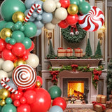 Christmas Balloon Arch Kit Retro Green Dusty Blue Red Gold Party Decor