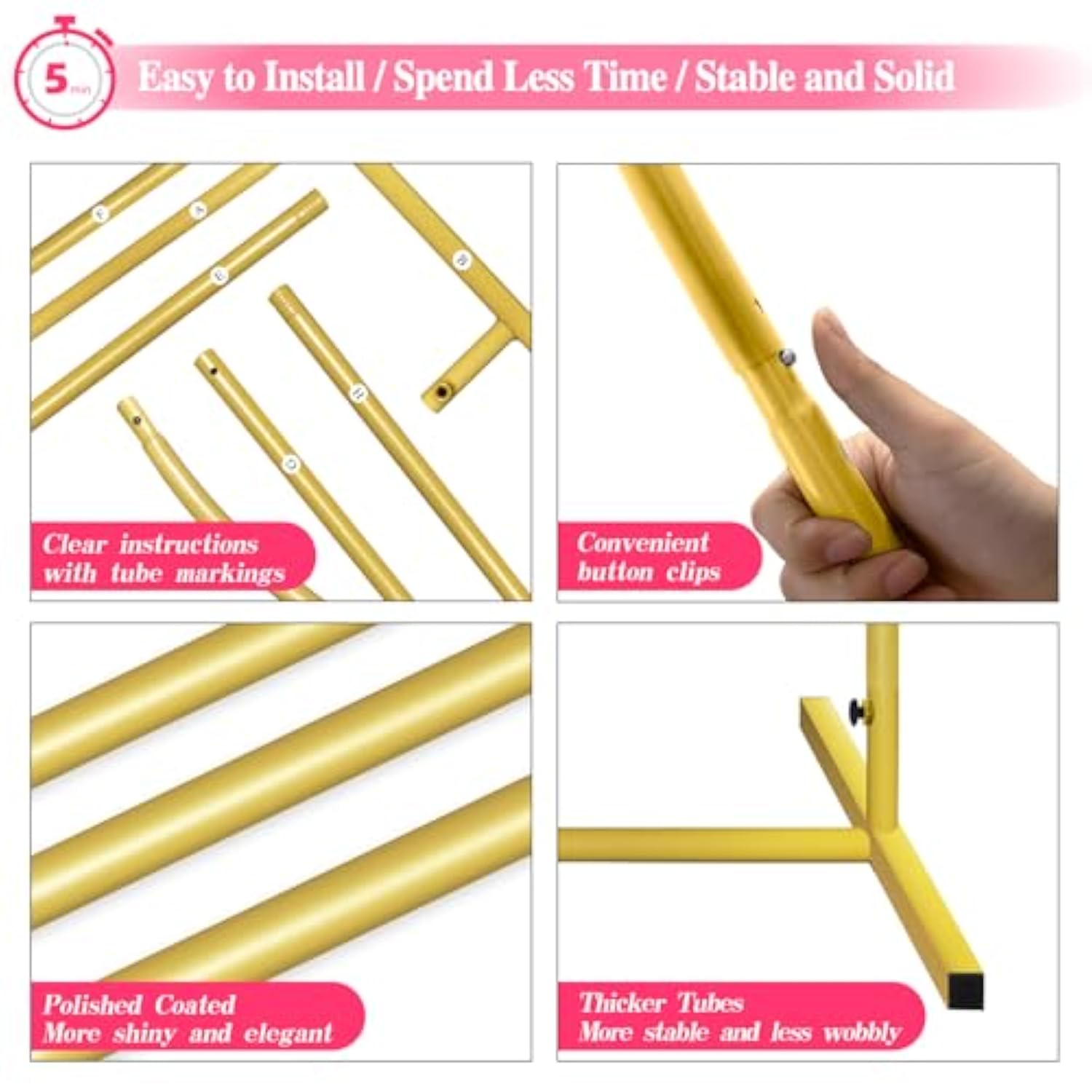 Arch Backdrop Stand, 6.6Ft Wedding Arch, Stable Balloon Arch Frame For Baby Shower Birthday Wedding Party Balloon Arch Background Decoration, Gold