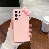 For Samsung Galaxy S24 Ultra Case, Bow Case Cute 3D Bowknot Design Soft Silicone Shockproof Protective Cover For Women Girl - Pink