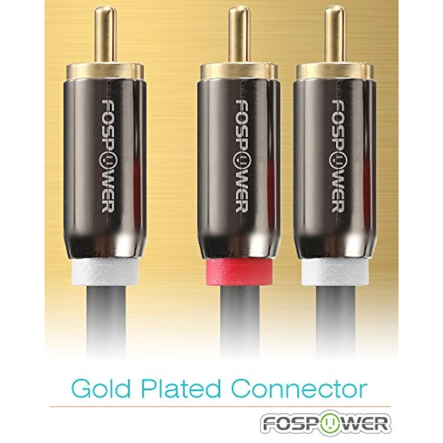 FosPower RCA Y-Adapter (6 Feet), 1 RCA Male to 2 RCA Male Y Splitter Digital Stereo Audio Cable for Subwoofer, Home Theater, Hi-Fi - Dual Shielded | 24K Gold Plated