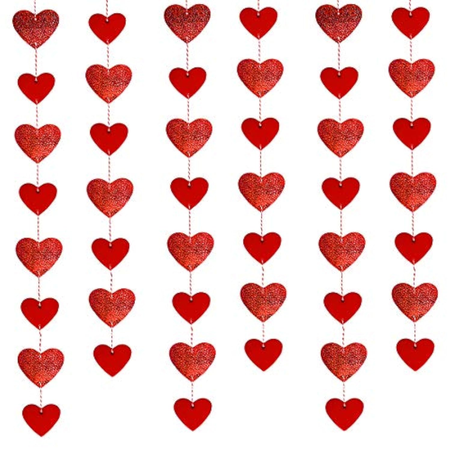 6Pcs Red Valentines Heart Garland Valentines Day Heart Banner Valentin