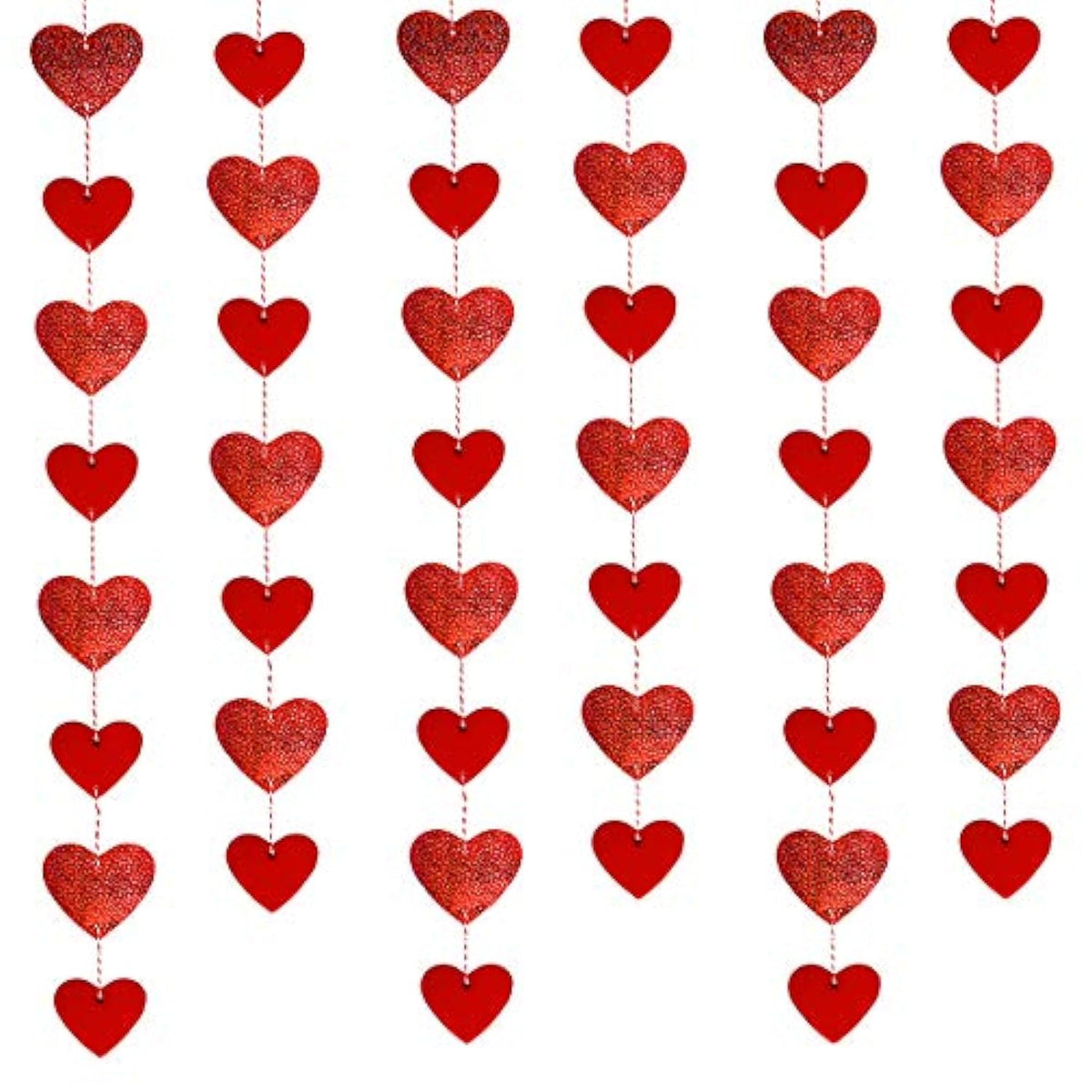 6Pcs Red Valentines Heart Garland Valentines Day Heart Banner Valentin