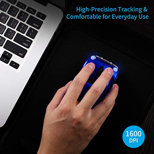 Classic Car Shaped Mouse [Updated] With Led Headlights, 1600 Dpi, 2.4Ghz Wireless Computer Mouse, Comfortable For Every Use, Blue