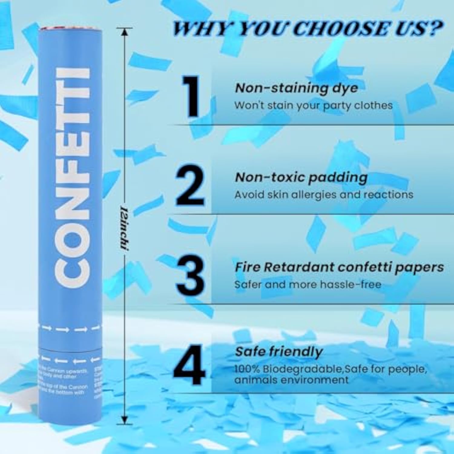Confetti Cannon Blue Biodegradable Confetti Poppers 12Pack Party Poppers Confetti Shooters Blue Sticks For Wedding Graduation Engagement Anniversary Bridal Shower Valentines Day Birthday