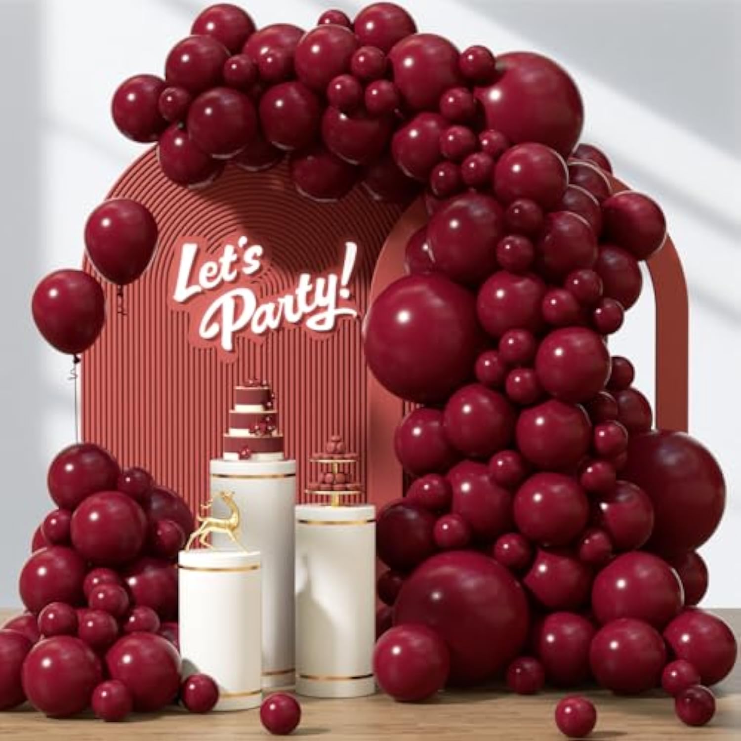 120Pcs Burgundy Balloons, 18 12 10 5 Inch Maroon Balloons Different Sizes Burgundy Balloon Arch Kit For Birthday Graduation Wedding Baby Shower Valentine'S Day Party Decorations