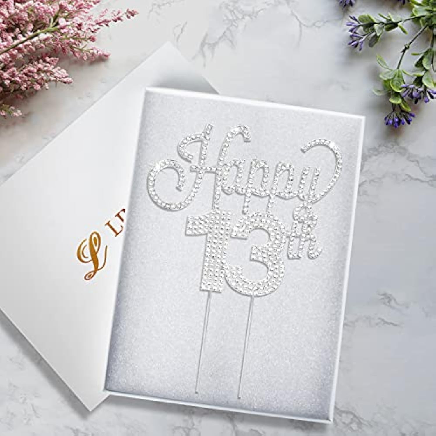 Happy 13Th Birthday Silver Rhinestone Cake Topper - Cheers To 13Th Birthday Thirteen Years Old Party Cake Centerpieces Topper Decorations Gift Sign.