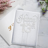 Happy 13Th Birthday Silver Rhinestone Cake Topper - Cheers To 13Th Birthday Thirteen Years Old Party Cake Centerpieces Topper Decorations Gift Sign.