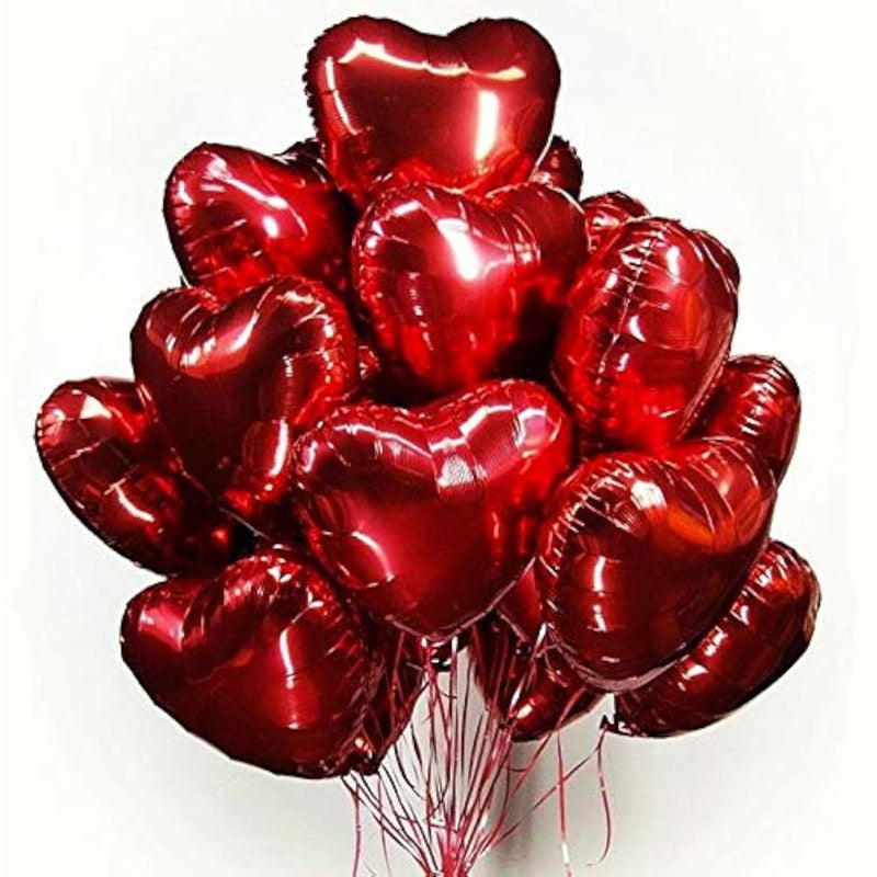 30 Pcs Red Heart Balloons 18" Foil Love Balloons Mylar Balloons Heart