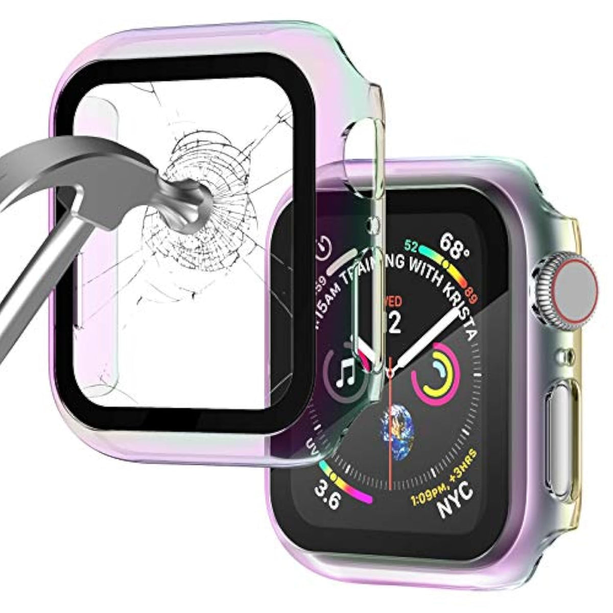 Case Compatible With Apple Watch 40Mm Series 6/5/4/Se With Built-In Tempered Glass Screen Protector, All-Around Ultra-Thin Bumper Full Cover Hard Pc Protective Case For Iwatch