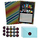 24 Pack Bounce House Birthday Invitations Jumping Party Invitation Cards, 24 Pack Jump Sticker Labels, 24 Envelopes Trampoline Jump Party Supplies For Boys Girls Kids Birthday Party
