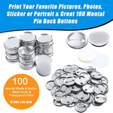 100 Sets Blank Button Making Supplies Round Badge Button Parts Metal B