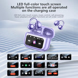 Ultra Open Ear Headphones Bluetooth 5.4 Wireless Clip On Earbuds with Digital Display Charging Case 60 Hours Playtime Sport Earphones Built-in Mic