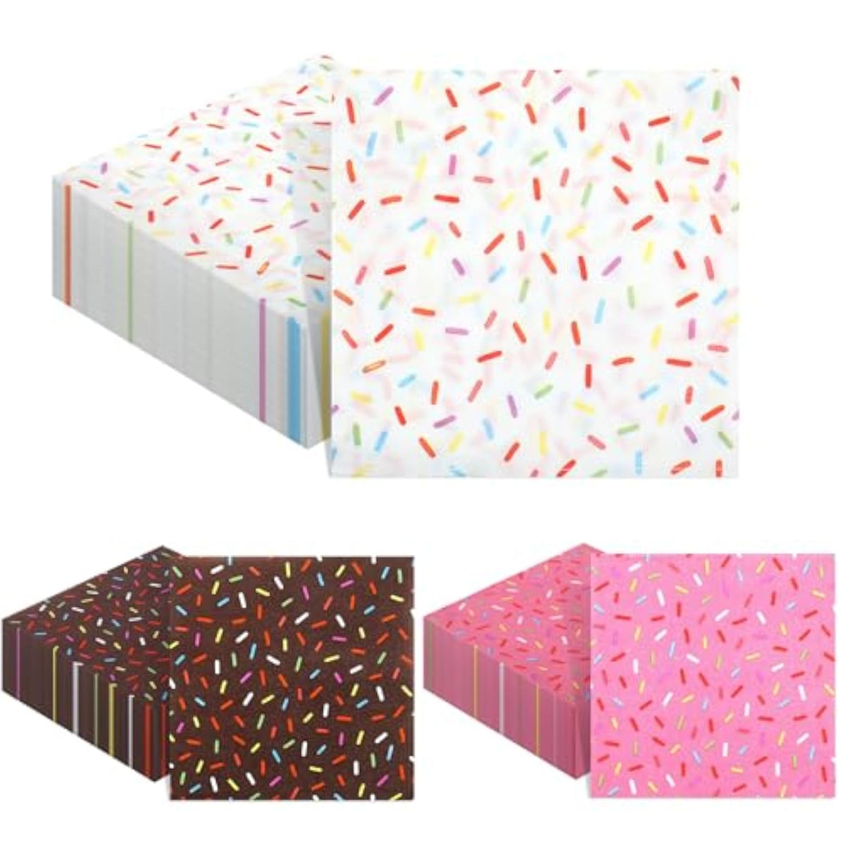 150 Pcs Donut Sprinkles Napkins Ice Cream Donut Party Supplies Disposable 2 Ply Paper Napkins Hand For Dessert Birthday Baby Shower Treats Cupcake Party Table Decor Dinner
