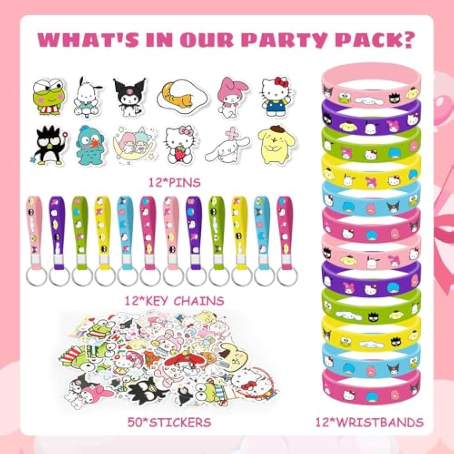 Kitty Birthday Party Supplies, 86Pcs Birthday Gifts Set For Kawaii Theme Party