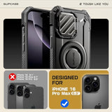 SUPCASE for iPhone 16 Pro Max Case (6.9 inch) with Camera Cover Stand, Dark