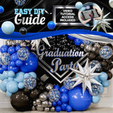 All-in-One Blue & Black Balloon Arch Kit – Navy, Royal, Silver Balloons for Party Decor