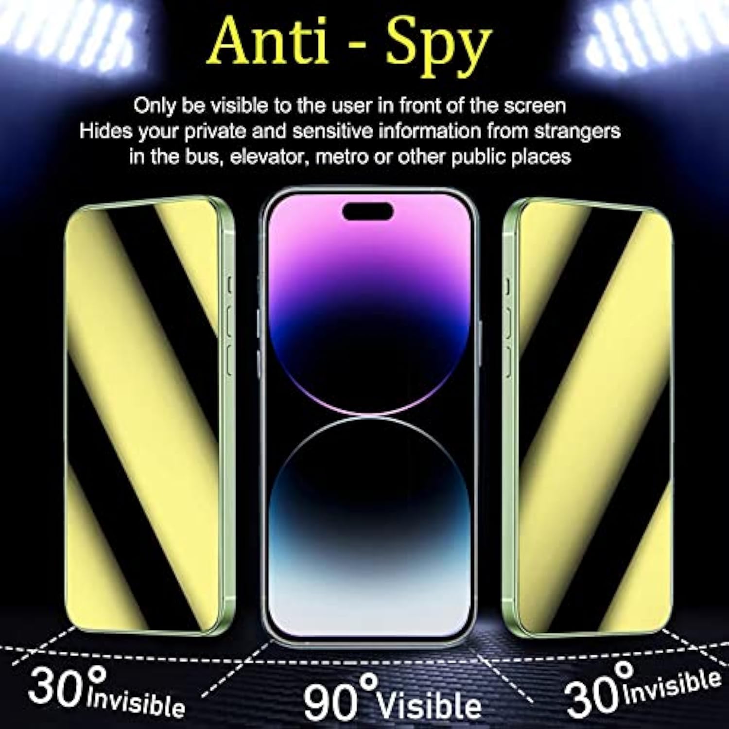Compatible With Iphone 14 Pro Max Privacy Screen Protector Mirror Anti-Spy Tempered Glass Colorful Anti Bluelight Eye Protection Film Full Coverage Shatterproof Hd Clear 6.7 Inch 2 Pack