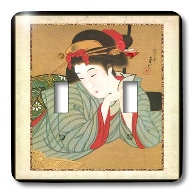 Lsp_62455_2 " 1850 Japanese Portrait Painting Of Woman Double Toggle Switch