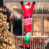 8 Ft Hanging Christmas Inflatables Decoration, Christmas Inflatable Climbing Santa With Falling Elf, Blow Up Santa With