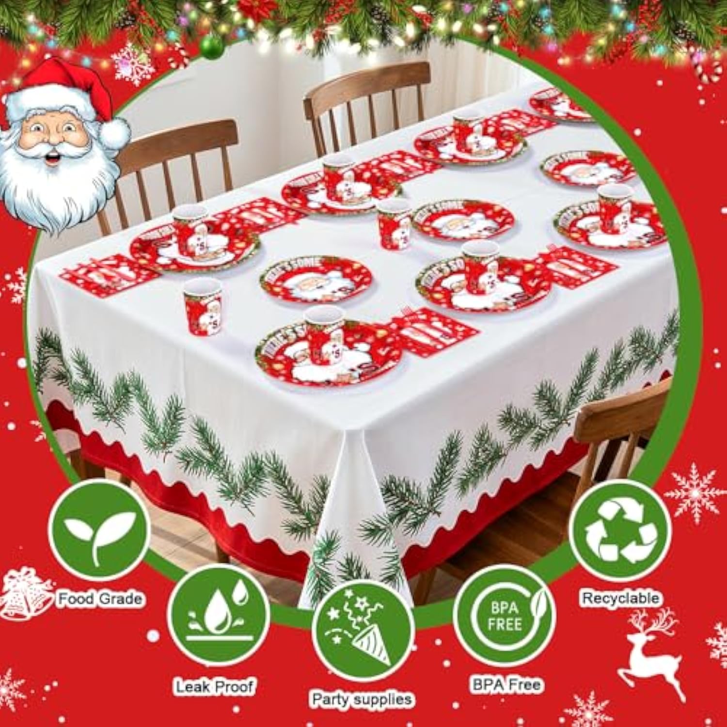 192Pcs Christmas Paper Plates And Napkins Merry Christmas Party Decorations Tableware, Plates, Cup, Funny Xmas Disposable Dinnerware Set Xmas Party Supplies Serve 24 Guests