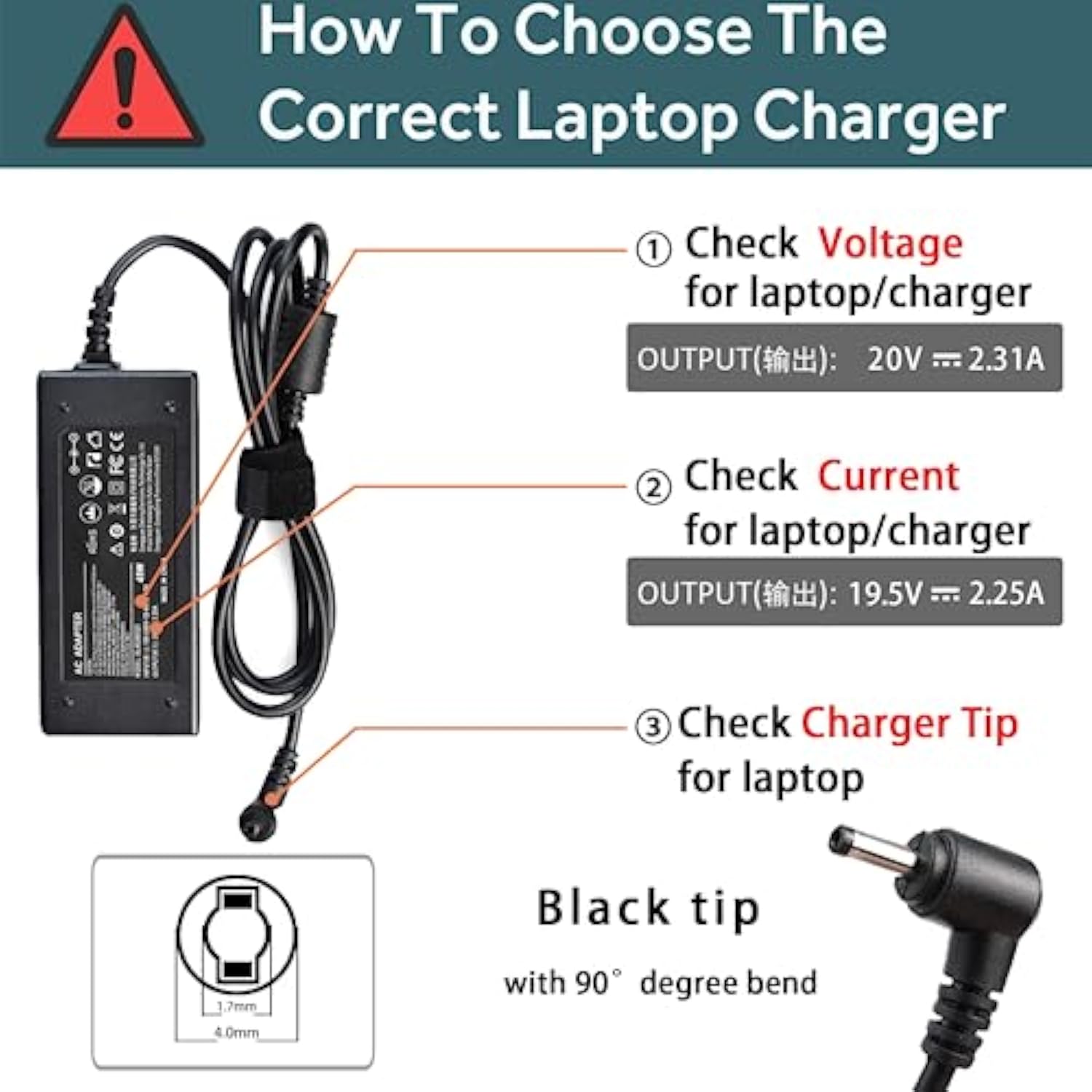45W 20V 2.25A Ac Adapter Laptop Charger Compatible With Lenovo Ideapad 100 110