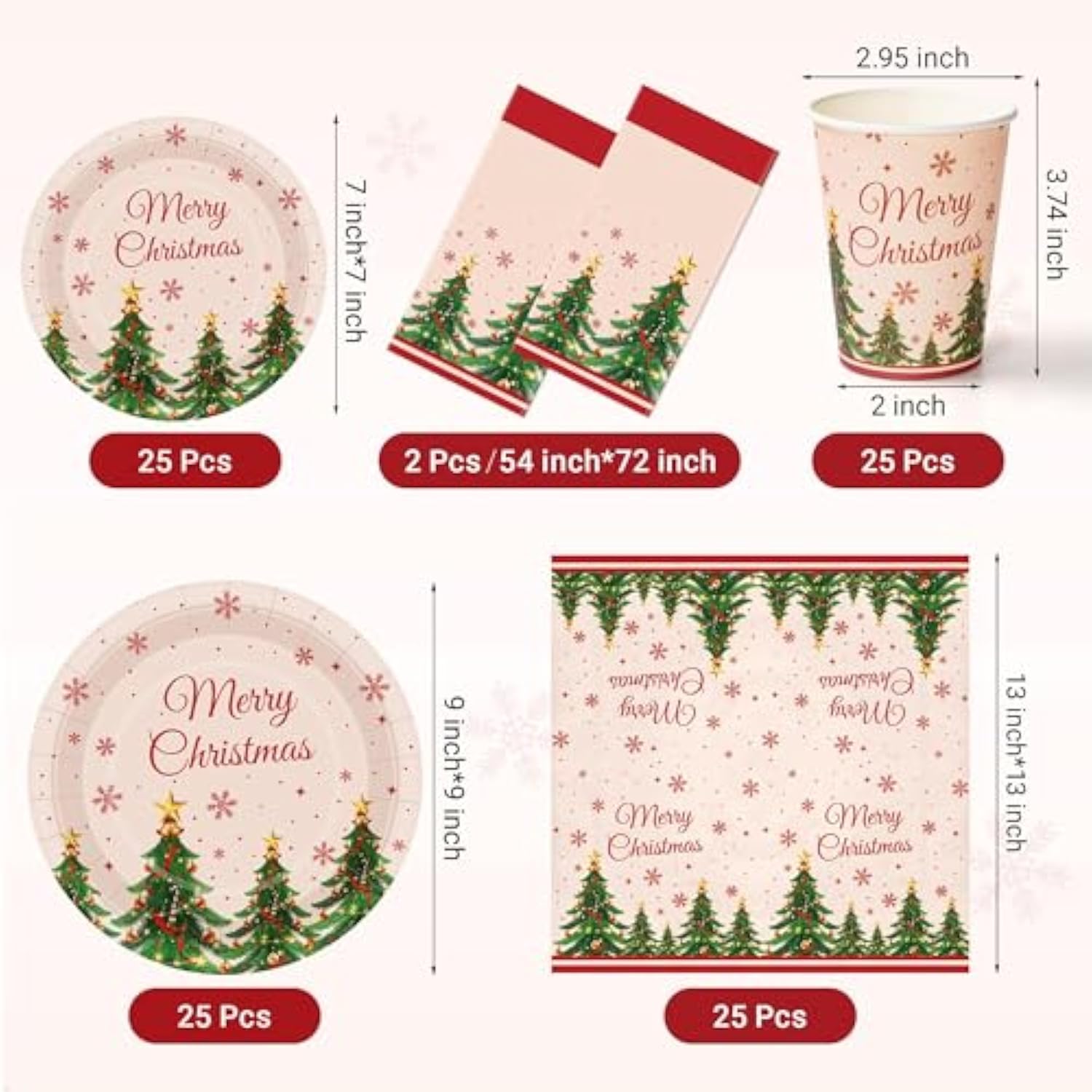 Christmas Party Supplies,102 Pcs Xmas Tree Themed Party Set,Christmas Decoration Dinnerware Set,Disposable Tablecloths Plates Cups Napkins Xmas Tableware For Home,Dinner,Picnic,Holiday,Parties