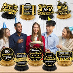 9Pcs We Appreciate You Decorations Black Gold Thank You Table Honeycomb Centerpieces Appreciate Table Topper Decor For Teacher Doctor Nurse Employee Staff Graduation Appreciation Party Supplies