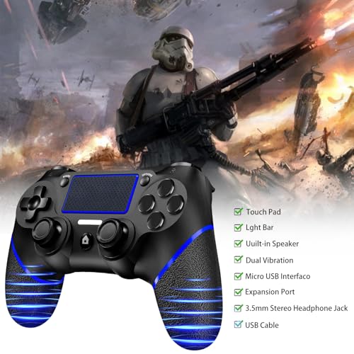 Upgraded Wireless Controller for Ps4 Gamepad Compatible with Ps4/Pro/Slim/Windows PC,Joystick for PS4 with Touchpad/Stereo Headphone Jack/Six-axis