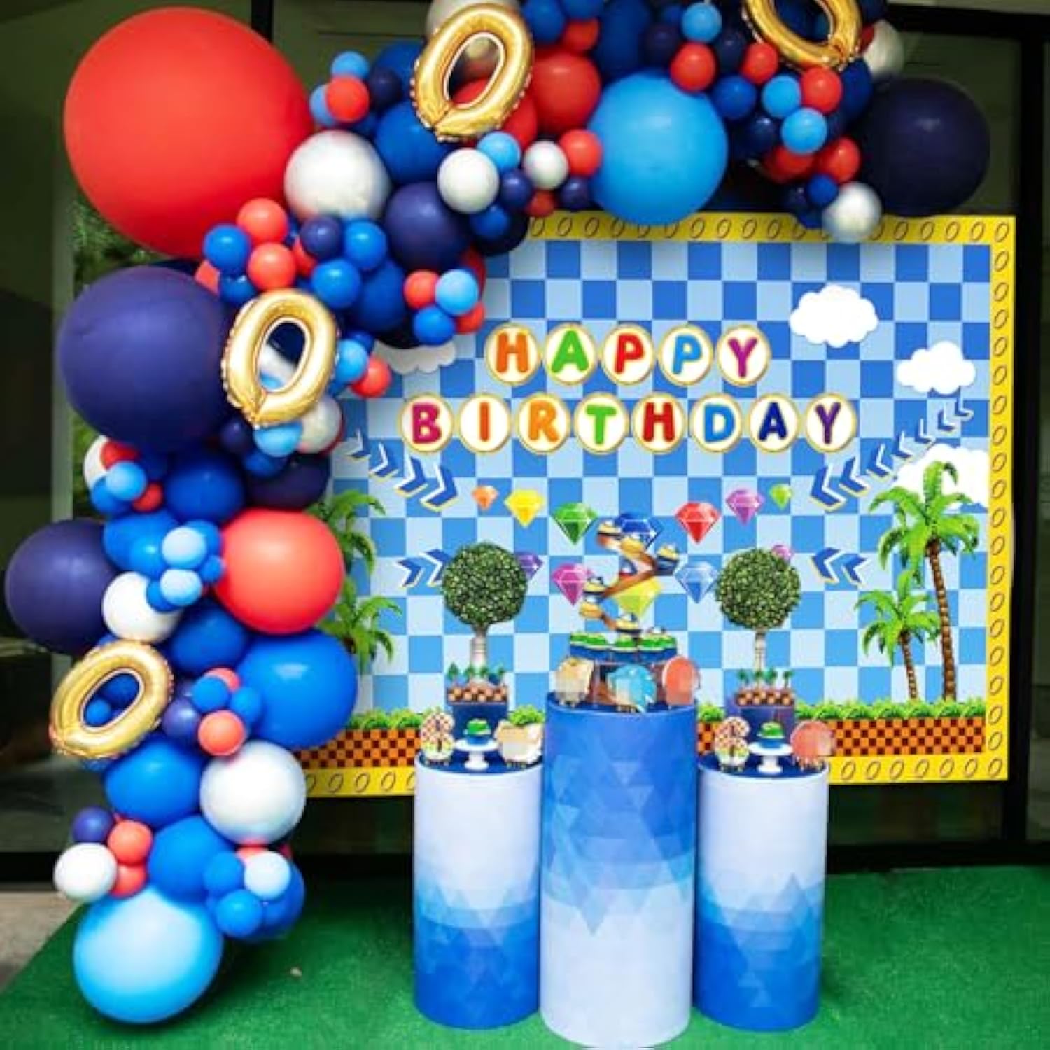 Cartoon Hedgehog Birthday Decor Photo Backdrop & Themed Party Banner