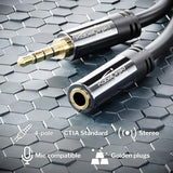 KabelDirekt – Headset Extension Cable – 10ft – Headphone Extension Cord with Break-Proof Metal Plug for Gaming Headsets & Headphones with Microphone, TRRS, 4-Pole, 3.5mm Male to Female