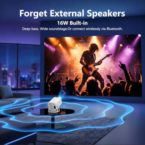 Mini Projector With Wifi And Bluetooth, 4K Support Portable Outdoor Projector, Smart Projector With Android, Built-In App Movie Proyector For Bedroom, Home Theater, Camping, Gaming