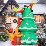 7.3Ft Christmas Inflatables Outdoor Decorations Blow Up Santa Claus Reindeer Dog Christmas Tree Inflatable With Built-In