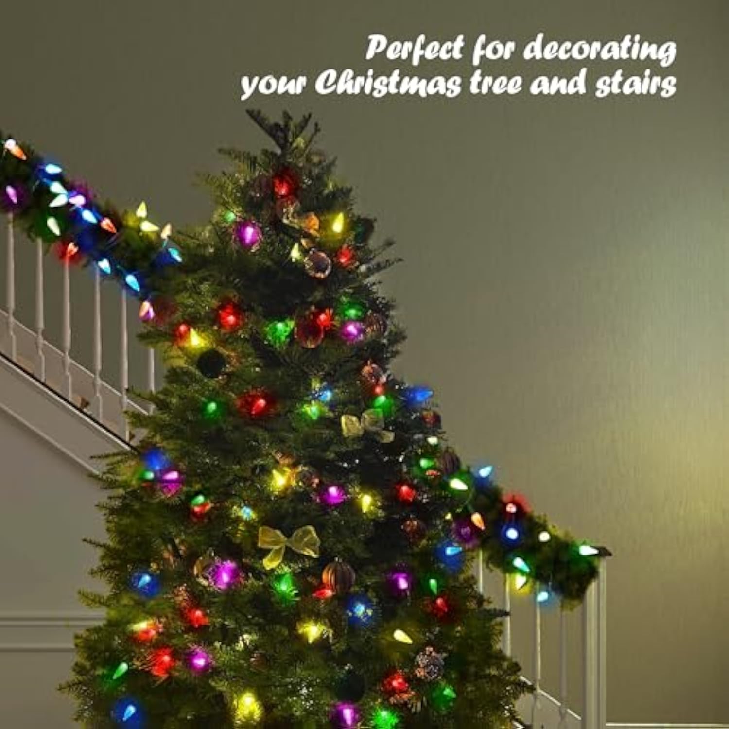 Battery Operated Christmas Lights, 100 Led 34Ft C6 String Lights With 8 Modes, Auto Timer, Waterproof For Indoor Outdoor