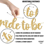 , Gold Glitter Bride To Be Banner - 10 Feet, No Diy | Gold Bride To Be Sign For Bachelorette Party Decorations | Bridal Shower Banner For Bridal Shower Decorations | Bride To Be Decorations