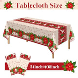 2 Pack Christmas Tablecloth Rectangular Disposable,54 X 108 Inch Tablecloths Christmas Decorations Party, Table Cloth Rectangle,Plastic Table Cover For Home Dinner Indoor Outdoor Party Decor