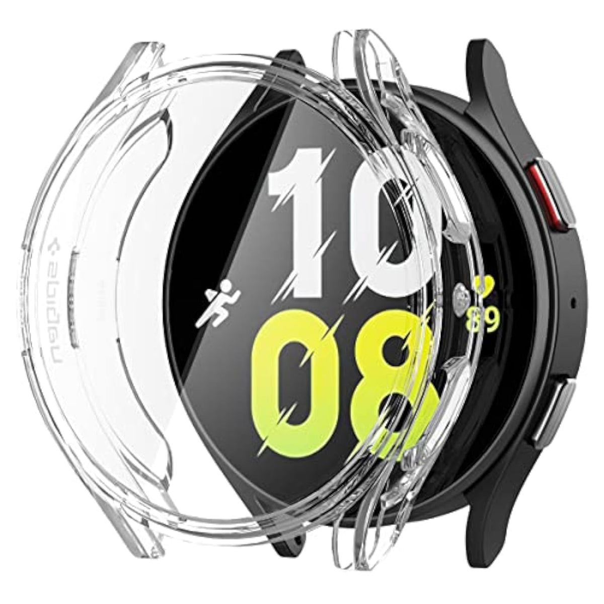 Spigen Ultra Hybrid Case with Full Coverage Screen Protector Designed for Samsung Galaxy Watch 5 44mm (2022), 4 44mm (2021) - Crystal Clear
