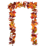 2 Pack Fall Garland Maple Leaf, 5.9Ft/Piece Hanging Vine Garland Artificial Autumn Foliage Garland Thanksgiving Decor For Home Wedding Fireplace Party Christmas (Brown)